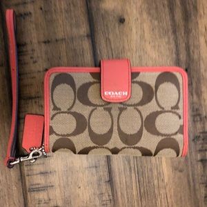 Small Coach Wristlet with Phone Holder